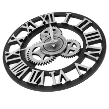 Grande orologio da parete 3D retrò 34 cm argento alimentato a batteria AA