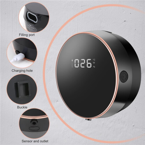 300Ml Foam Soap Dispensers Pressless Automatic Sensor Foam Soap Liquid Dispenser Wall Mount Digital Display Soaper,Black 1