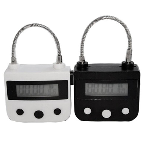 2X Metal Timer Lock USB LCD Display Metal Recarregável Eletrônico Cadeado Multi-Function Preto 2