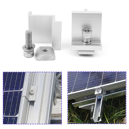16X Solar Panel Mount Bracket Photovoltaic Panel Rail Solar Panel Mount Fastening Module with Mid 2