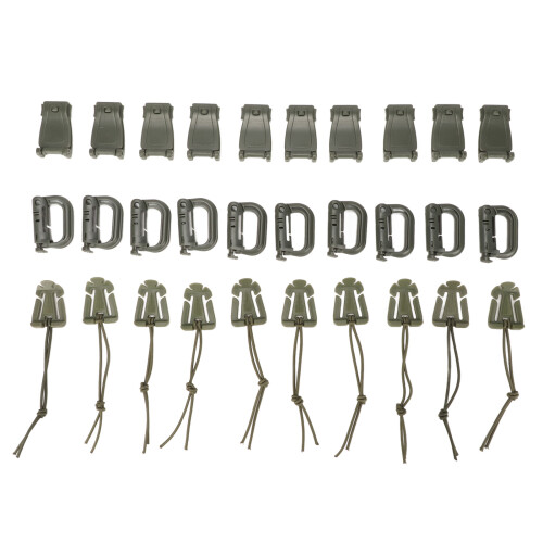 30 Pieces OD Green Backpack Clip Strap Set with D Ring & Buckles 1