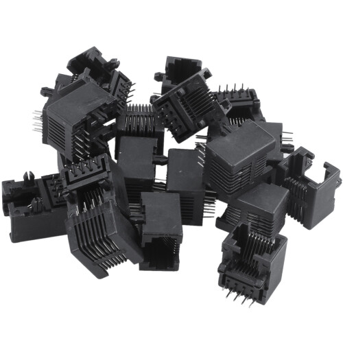 100Pcs RJ45 8P8C Computer Internet Netzwerk PCB Klinkenbuchse Schwarz 2