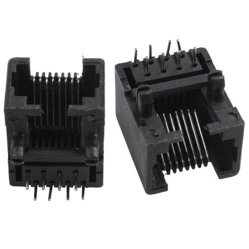 60Pcs RJ45 8P8C Computer Internet Network PCB Jack Socket Black