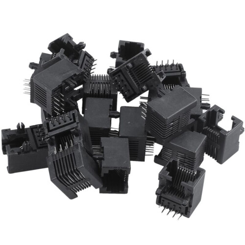 60Pcs RJ45 8P8C Computer Internet Network PCB Jack Socket Black 2
