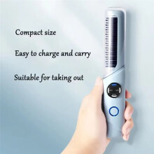 Electric Heating Straight Hair Comb Rechargeable Portable Negative Ion Anti-Scalding Hair Straightener for Home Travel