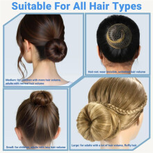Set met Knotmakers en Haarnetjes, met 8 Knotmakers voor Vrouwen, 10 Bruine Onzichtbaarheidsnetjes, 5 Elastiekjes en 40 U-Spelden Beige