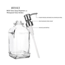 Glass Soap Dispenser with Rust Proof Stainless Steel Pump Refillable Hand Soap Dispenser Bathroom Soap Dispenser A