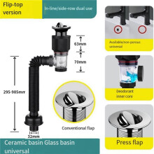 3X Kit de Vidange D'Évier de Salle de Bain avec Tuyau de Vidange D'Évier Flexible et Extensible en P, Tuyau de Vidange D'Évier Anti-Odeur