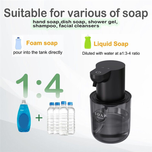 Automatic Foaming Soap Dispenser,4-Level Adjustable,Touchless,400ml Wall Mount Rechargeable Foam Hand Soap Dispenser 1