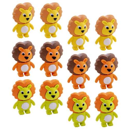36Pcs Cute Lion Erasers Bulk Tpr Material Assorted Colors Drawing Use 2