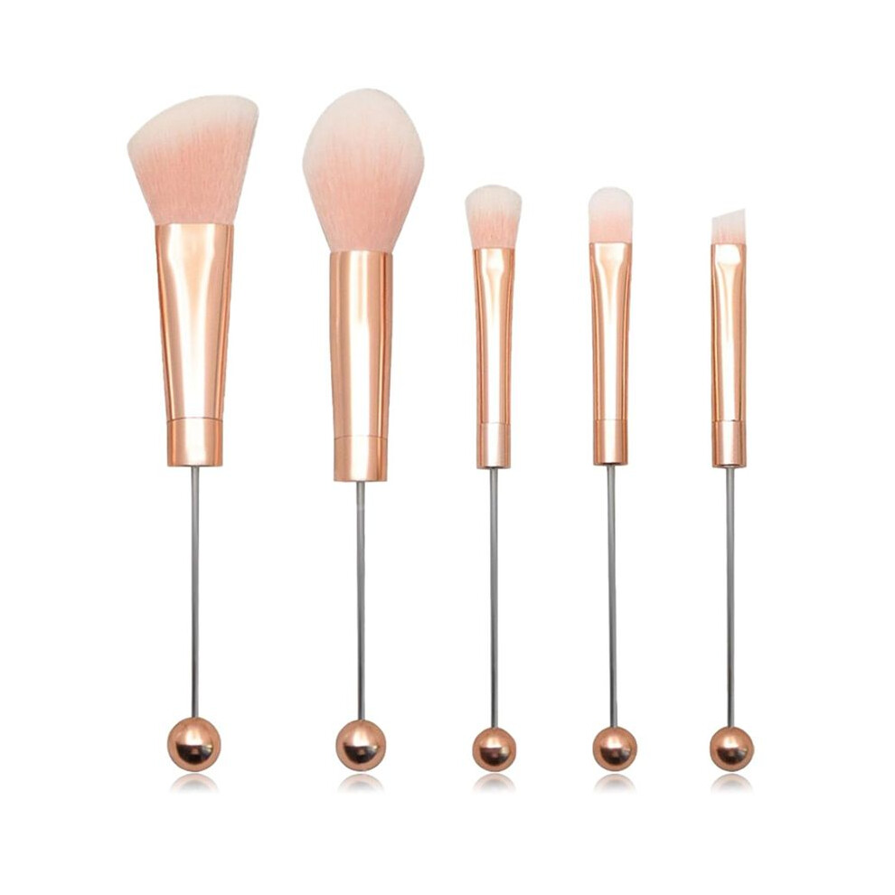 5Pieces Beadable Makeup Brushes Silicone Beads DIY Makeup Cosmetic Brushes Beaded Brushes Kit for DIY