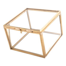 Square Opening Glass Geometry Garden Jewelry Boxs Mirror Jewelry Storage Box Eternal Flower Decoration Box Crafts