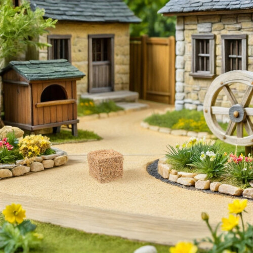 2Pcs Mini Stackable Hay Bales Khaki Faux Straw Decor 2