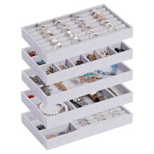 Smyckens ArrangöRsbricka, 5 St Stapelbar SammetssmyckesarrangöR för LåDa, SmyckeföRvaringsfack Vitrine