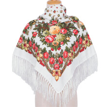 Modern Tassels Edge Scarf Stylish Cover Up-white red flower