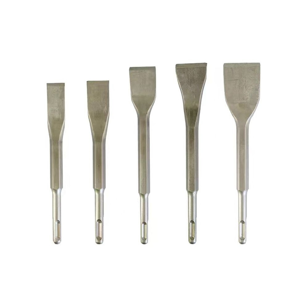 5Pcs Hammer Pick Scraping Chisel Set Wall Slotting Masonry Concrete Drill Bit Tile Flat Point Chisels Round Handle 6033295496610
