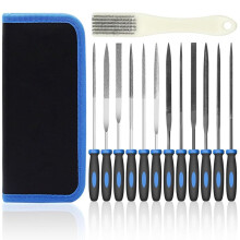13-Piece Metal Needle File Set with 6 Diamond Files, 6 Steel Files,Cleaning Brush and Carrying Case for Wood,Plastic DIY