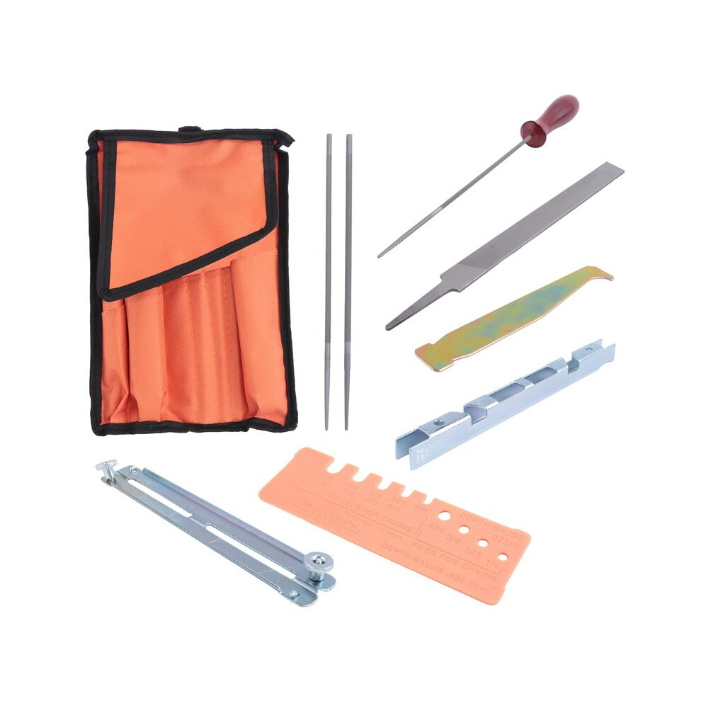 10Pcs Chainsaw Sharpener File Kit,Wood Handle,Files,Depth Gauge,Round Files,Filing Guide For Sharpening Chain Saw Blades 6032150373653