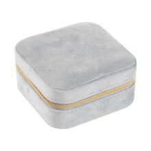 Plush Velvet Travel Jewelry Storage Box Earrings&Rings Travel Jewelry Case Organizer Jewelry Travel Organizer Box Grey