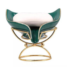 Porte-Savon, Porte-Bijoux Auto-Drainant, Porte-Savon en Queue de Poisson Porte-Savon en Céramique pour Douche, Salle de Bain (Vert)
