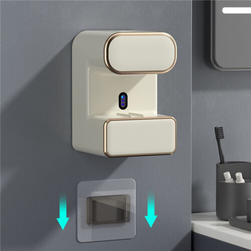 2X Automatic Toothpaste Dispenser, Wall Mounted Electric Toothpaste Dispenser for Kids & Adults, Beige 2