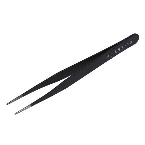 10X Black Metal Straight  Tip Tweezer 1