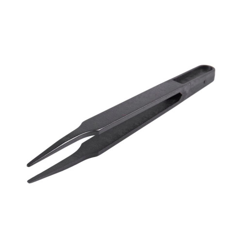 Industries Round Tip Straight Plastic Anti-Static Tweezers Black 30Pcs 1