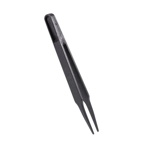 Industries Round Tip Straight Plastic Anti-Static Tweezers Black 30Pcs