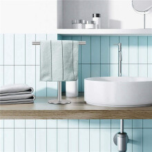 2X Porte-Serviettes Sur Pied Finition Brossée, Base Robuste, Porte-Serviettes En Forme de T En Acier Inoxydable pour Salle de Bain, Cuisine.