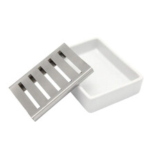 3X Ceramic Soap Dish Stainless Steel Soap Holder for Bathroom and Shower Double Layer Draining Soap Box