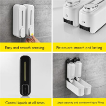 5X Soap Dispenser Wall Mount, 350Ml Hand Liquid Shampoo Shower Gel Dispenser for Bathroom Kitchen Office White