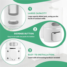 400Ml Soap Dispenser Wall Mount, Manual Hand Shampoo Shower Gel Dispenser Lotion Container for Bathroom Kitchen