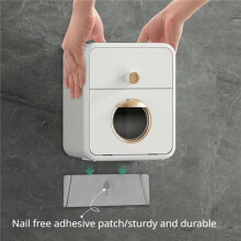 2X Waterproof Toilet Paper Holder, Wall Mounted Tissue Storage Box, Roll Organizer for Bathroom Accessories