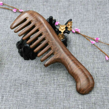 2X Peigne à Dents Large En Bois de Santal Cheveux Bouclés Portable Dent Grossière Peigne En Bois Outil de Massage Des Cheveux Grossier