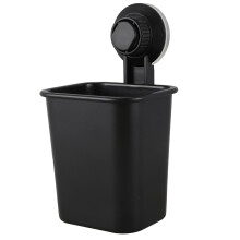 2 PC Suction Cup Toothbrush Cup Holder Rack Plastic Holder Toothpaste Storage Box for Kitchen Bathroom Toilet Black
