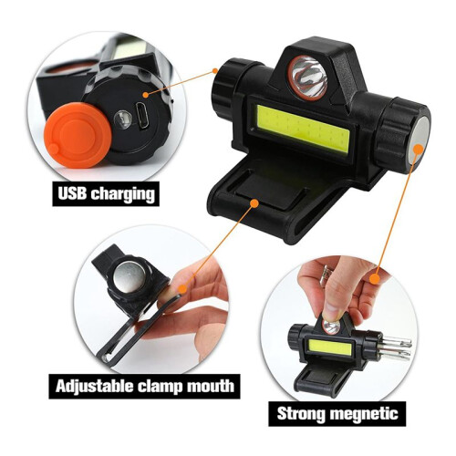 2X Rechargeable Welding Helmet Light Versatile Headlamp Flashlight with Mount Holder, Strong Headlight 2