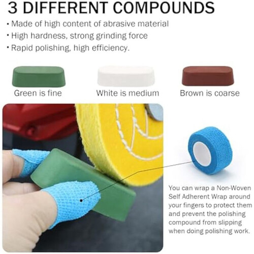 2Conjunto Rodas de Polimento de Polimento de 6 Polegadas, para Moedor de Bancada, com Compostos de Corte e Polimento de Polimento, com Bandagem Não 2