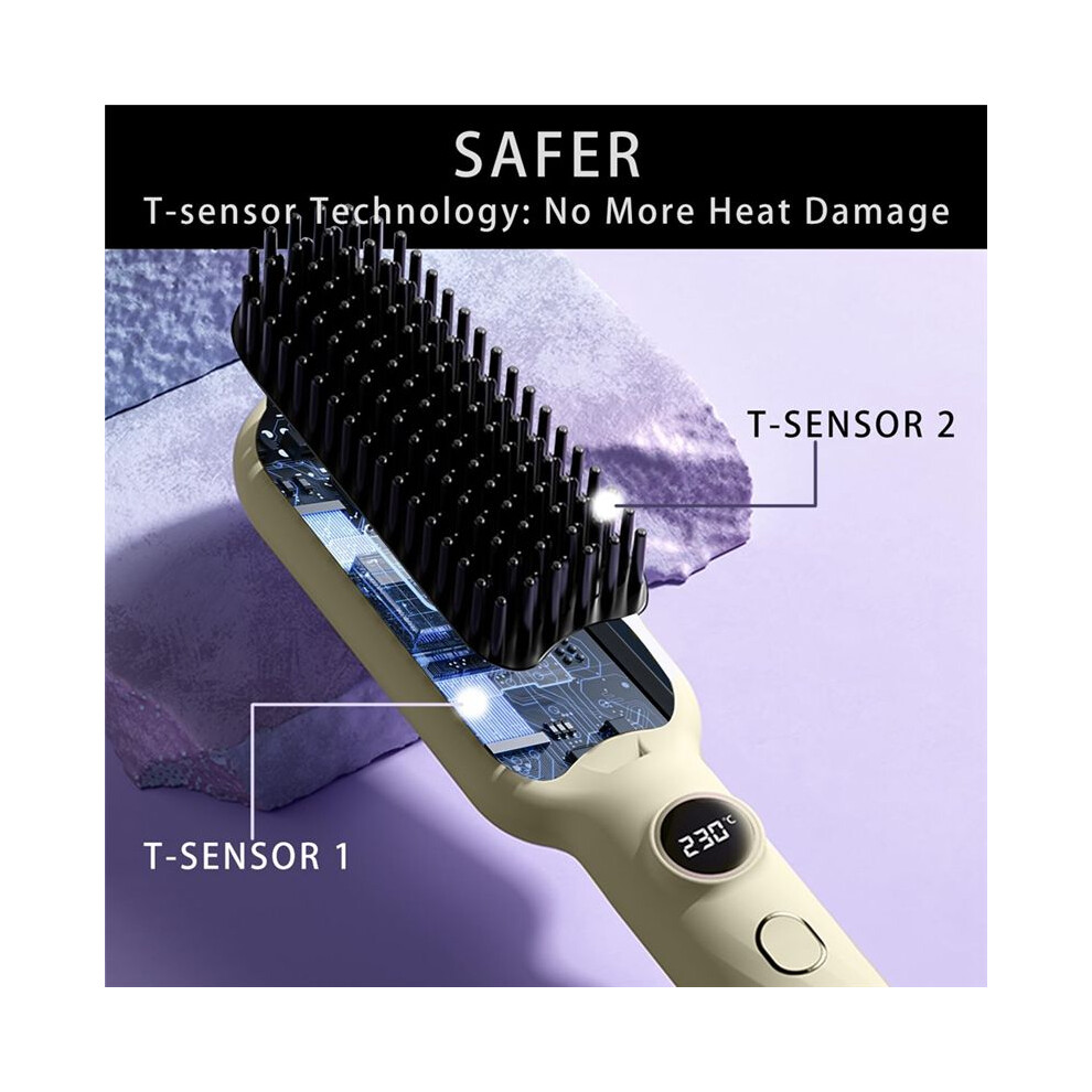 Hair Straightener Comb Straightening Hot Comb with 5 Temperature Settings & LED Display, EU Plug