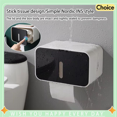 No Drill Wall-Mounted Toilet Holder, Waterproof Bathroom Tissue Organizer for Bath/Toilet,Space-Saving Rustproof Design 1