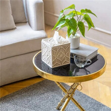 2X Tissue Box Cover Boho Decor Square Paper Tissue Holder with Bead Buckle Macrame Napkin Tissues Organizer Home Decor