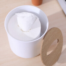 2X Wooden Cover Round Roll Paper Tissue Tube Household Removable Wooden Tissue Box