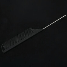2Pcs Hot Fashion Black Fine-Tooth Comb Plastic and Metal Pin Anti-Static Hair Style Rat Tail Comb 220X28X4mm