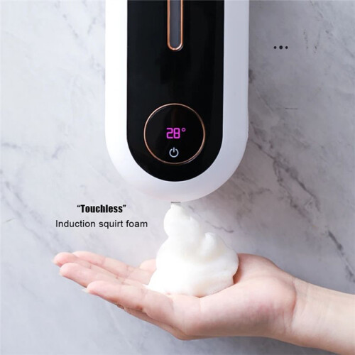 Auto Touchless Foaming Soap Dispenser, No Drill Wall-Mounted, 3 Modes 450ml, Temp Display, for Kitchen and Bathroom 2