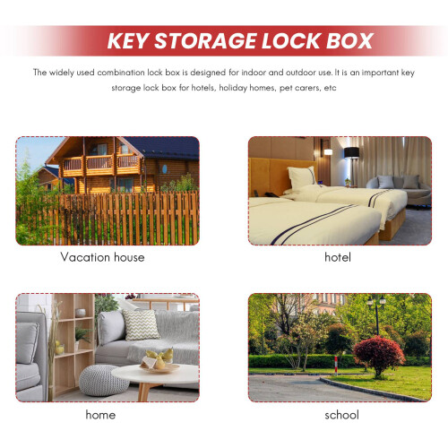 Key Lock Box Wall Mount 4 Digit Combination  Key Storage Lock Box, Large Capacity Security Combo Lockbox