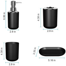 8 Pcs Plastic Bathroom Accessory Set,Bath Toilet Brush Set with Toothbrush Holder,Toothbrush Cup(Black &White)