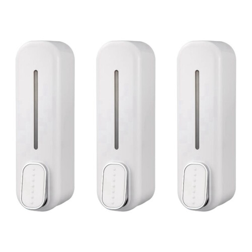 3X Soap Dispenser Wall Mount, 350Ml Hand Liquid Shampoo Shower Gel Dispenser for Bathroom Kitchen Office White