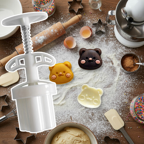 Cartoon Bear Cookie Mooncakes Mold Dishwasher Safe ABS Stainless 1