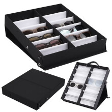2X 12 Slots Glasses Tray Sunglasses Display Case Eyeglass Organizer Box Eyewear Holder Sunglass Stand
