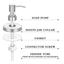 12 Pack Mason Jar Soap Dispenser Lids with Pumps,Lotion Soap Dispenser Lids for 16Oz Regular Mouth Mason Jar,Silver