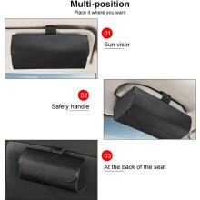 2X Universal Car Sunglass Holder, Car Sun Visor Eye Glasses Case Holders Leather Sunglasses Clip Storage, Black